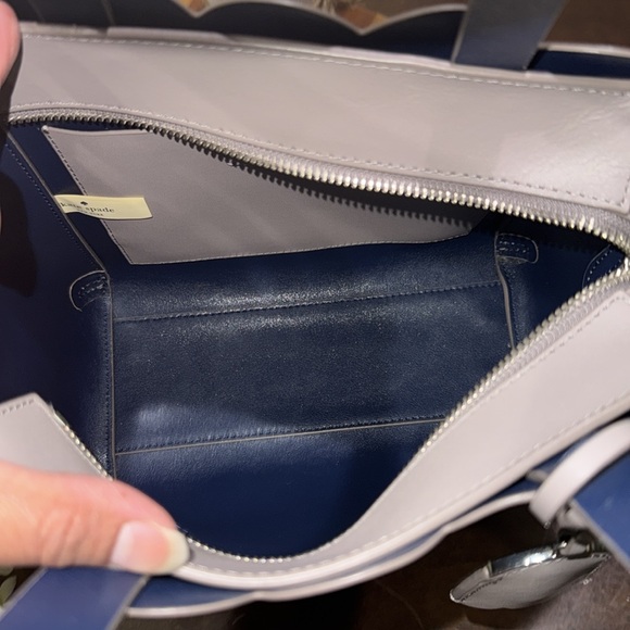 Kate Spade Magnolia Street Small Mina Gray/Blue Leather Satchel Bag - Picture 11 of 12